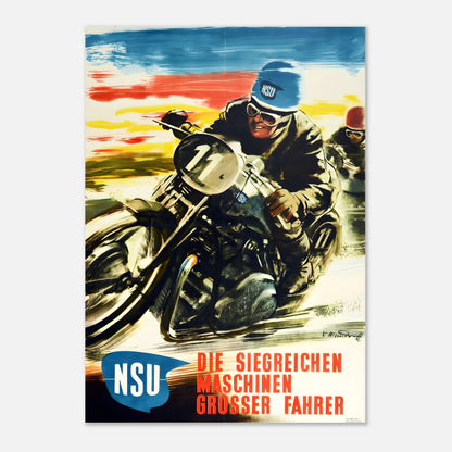 NSU Moto Grand Prix Retro Poster 1950s