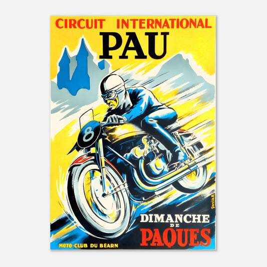 Pau Moto Grand Prix Retro Poster 1950