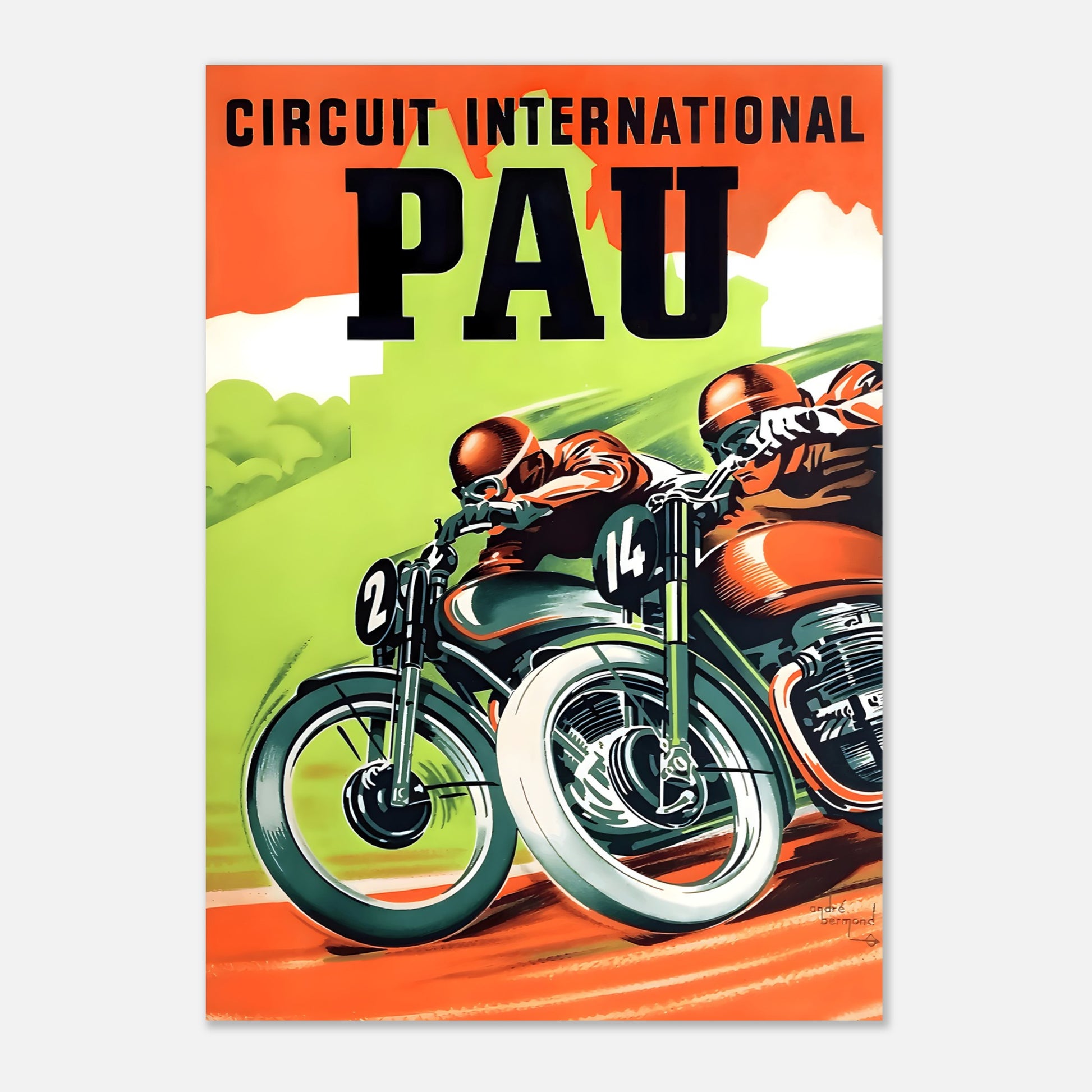 Pau Moto Grand Prix Retro Poster 1951