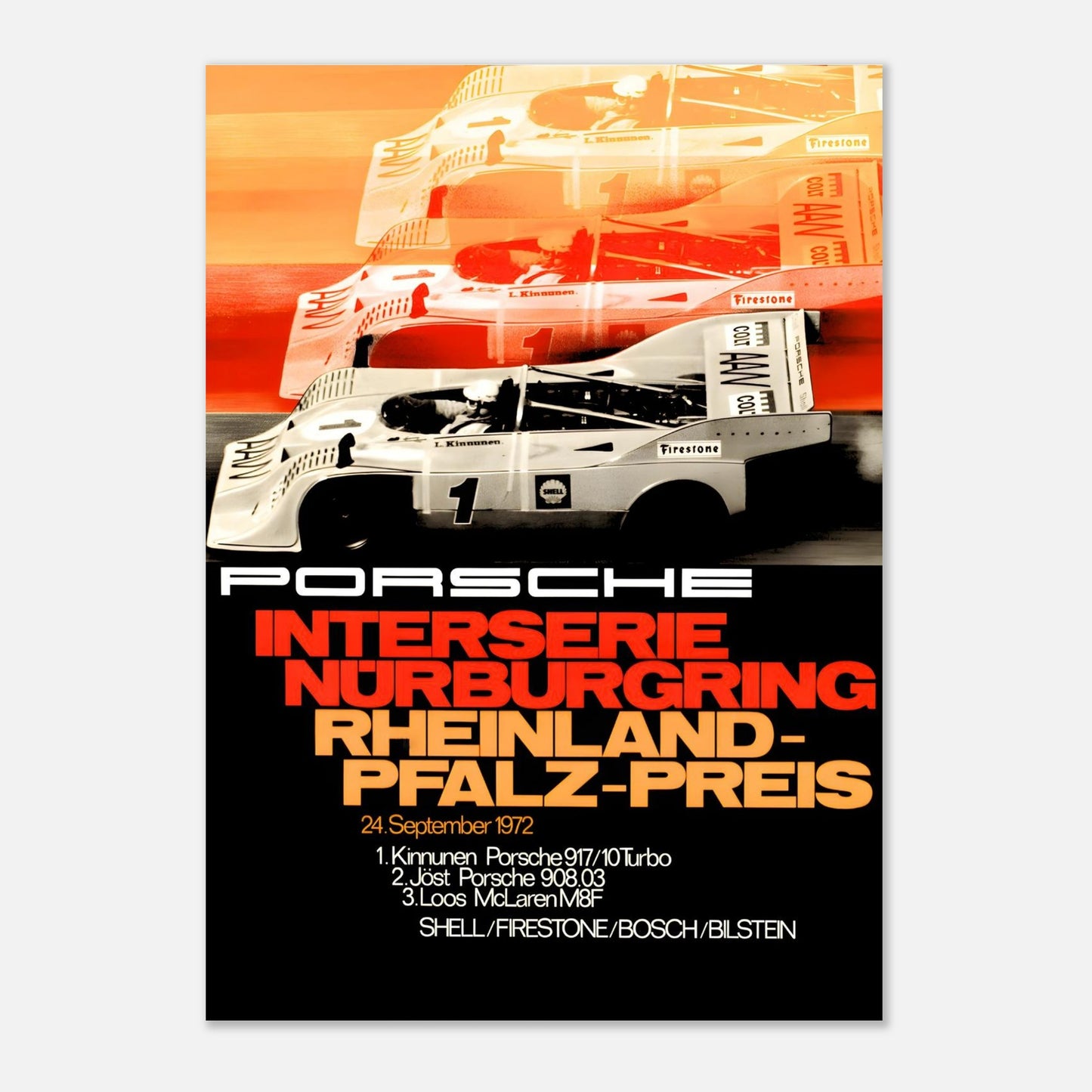 Porsche, Interserie Nürburgring Rheinland-Pfalz-Preis - 1972 Retro Poster