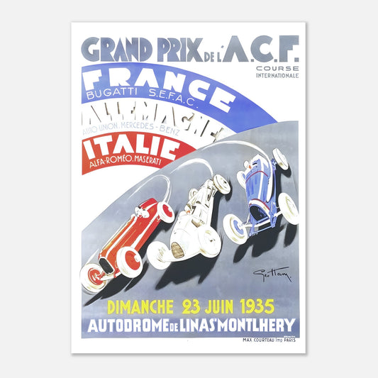 Poster 1935 - A.C.F. (France) F1 Grand Prix - Autodrome de Linas-Montlhéry