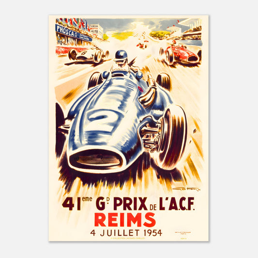 Poster 1954 - A.C.F. Reims (France) F1 Grand Prix