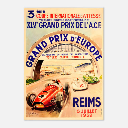 Poster 1959 - A.C.F. Reims (France) F1 Grand Prix