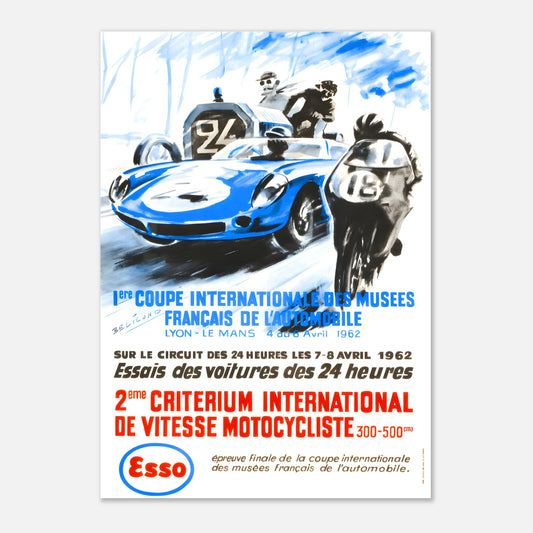Poster 1962 - International Motorcycle Speed Critérium and Trials for the 24h of Le Mans