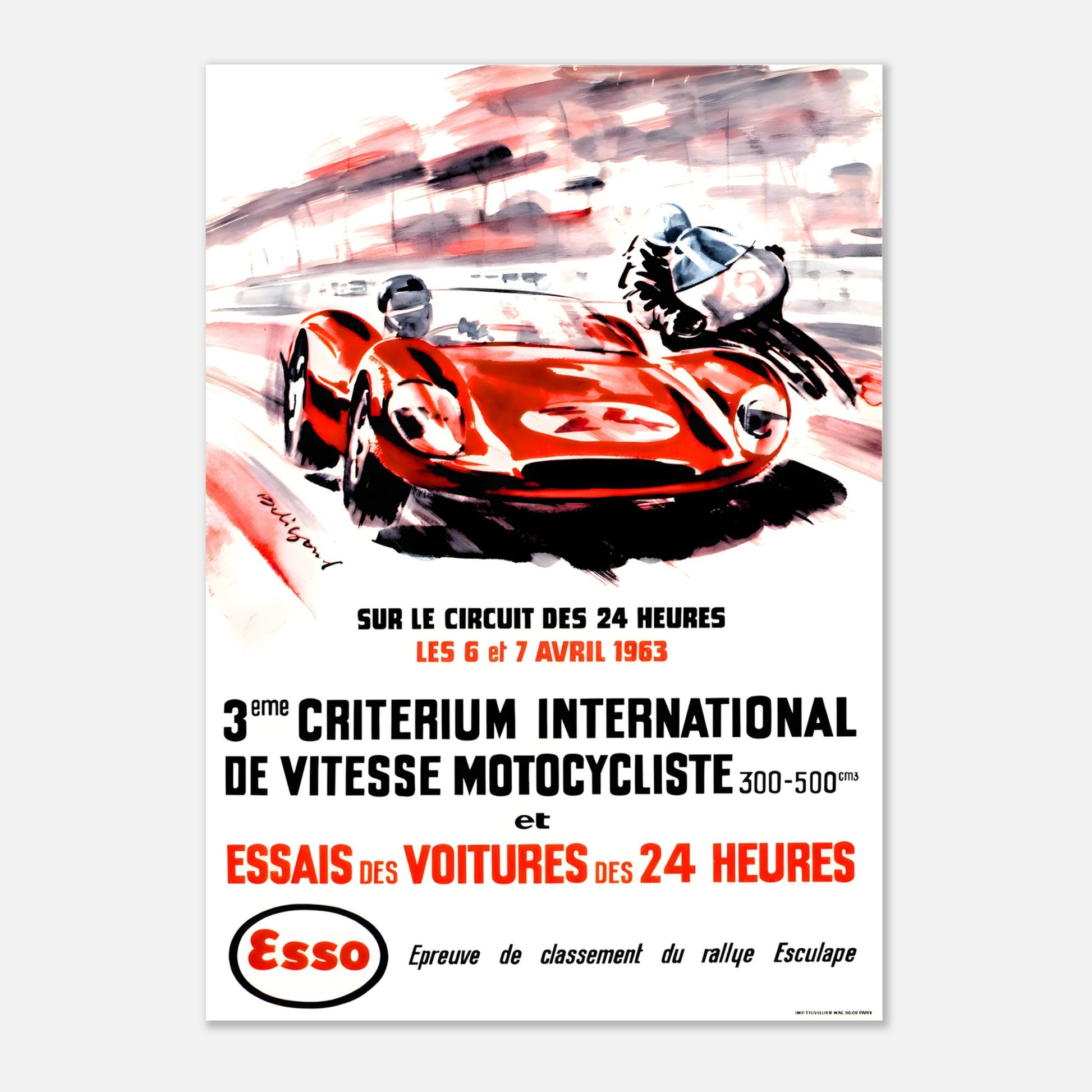 Poster 1963 - International Motorcycle Speed Critérium and Trials for the 24h of Le Mans