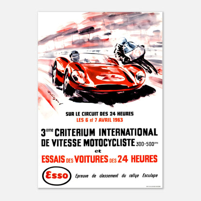 Poster 1963 - International Motorcycle Speed Critérium and Trials for the 24h of Le Mans