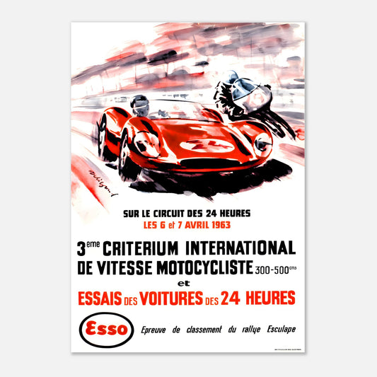 Poster 1963 - International Motorcycle Speed Critérium and Trials for the 24h of Le Mans