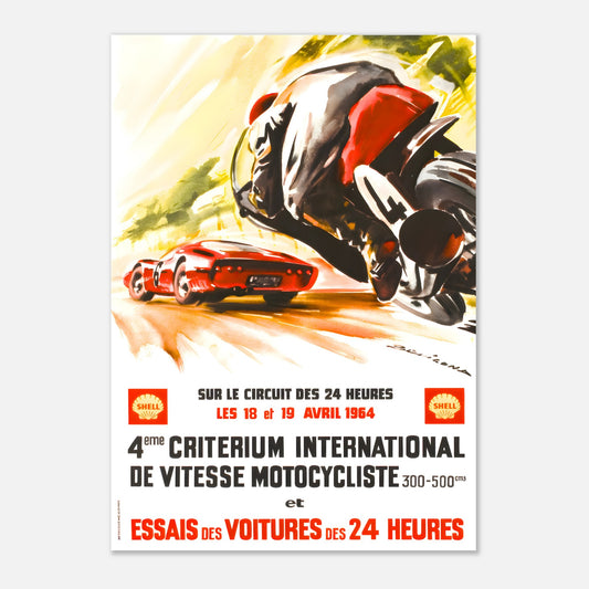 Poster 1964 - International Motorcycle Speed Critérium and Trials for the 24h of Le Mans