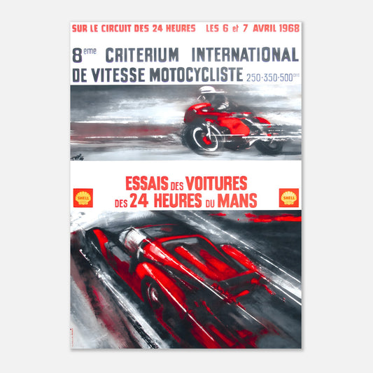 Poster 1968 - International Motorcycle Speed Critérium and Trials for the 24h of Le Mans