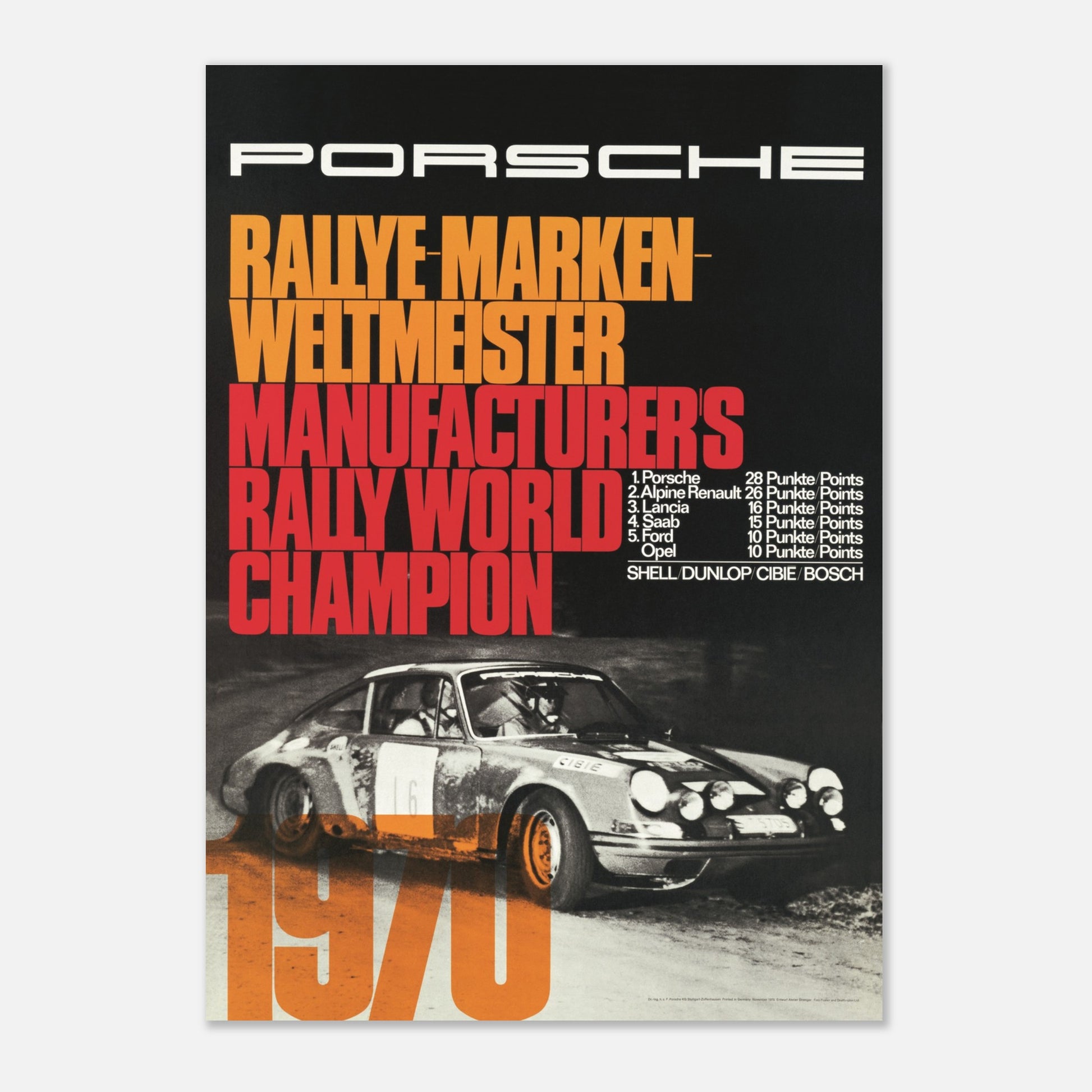 Poster 1970 - Porsche Rally World Champion