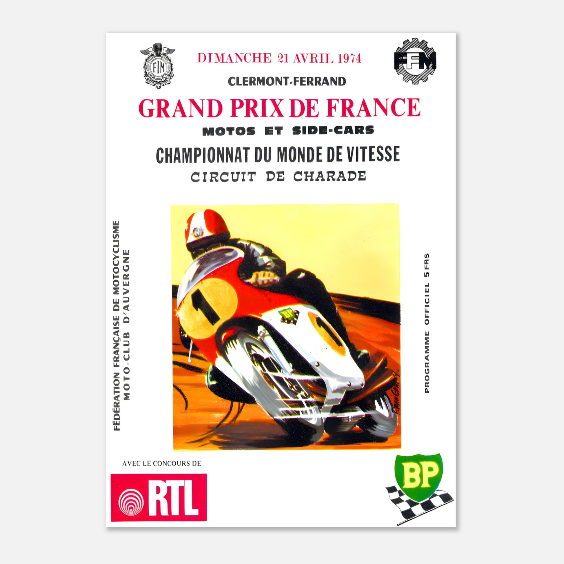 Poster 1974 - French Grand Prix - Clermont-Ferrand Charade