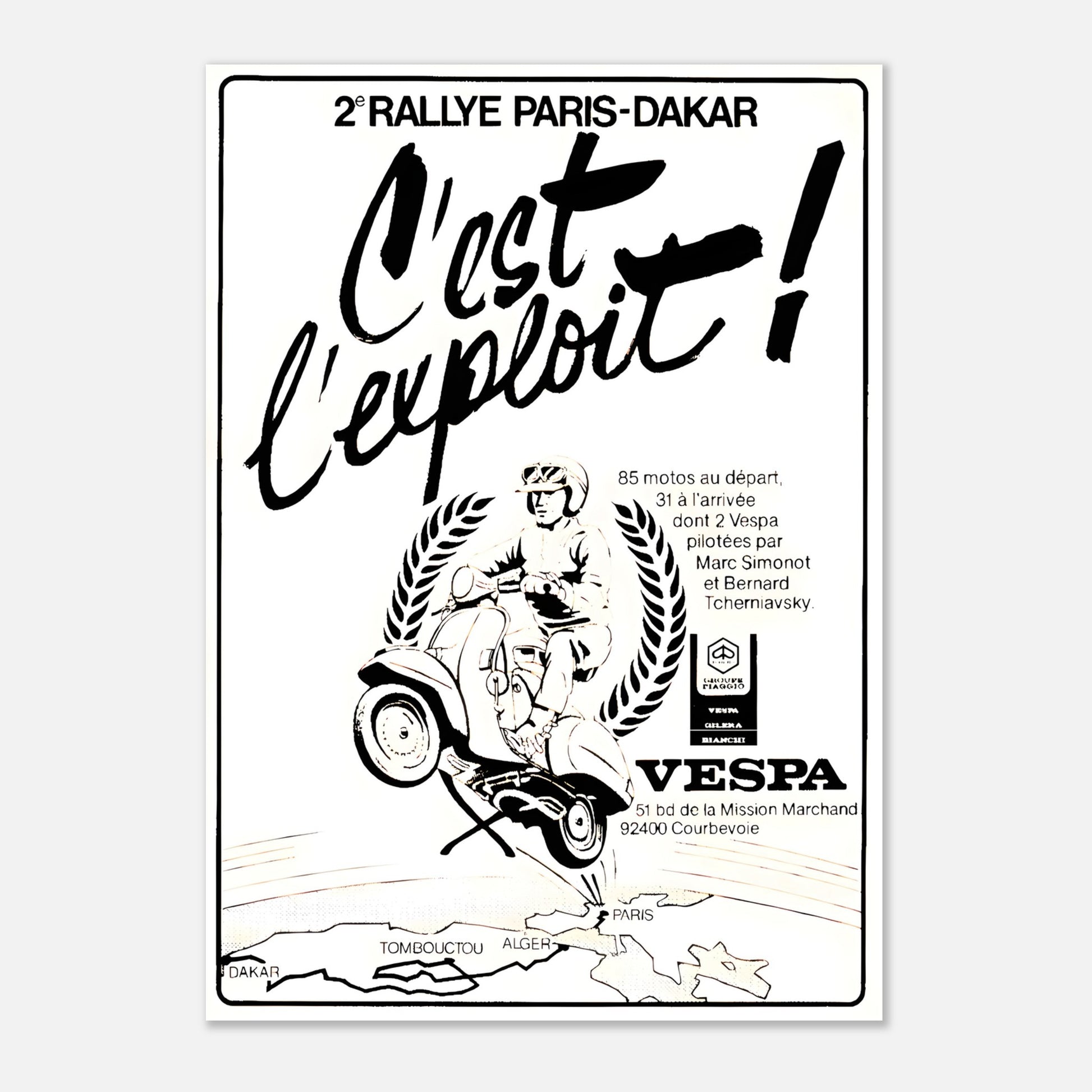 Poster 1980 - Paris Dakar Vespa