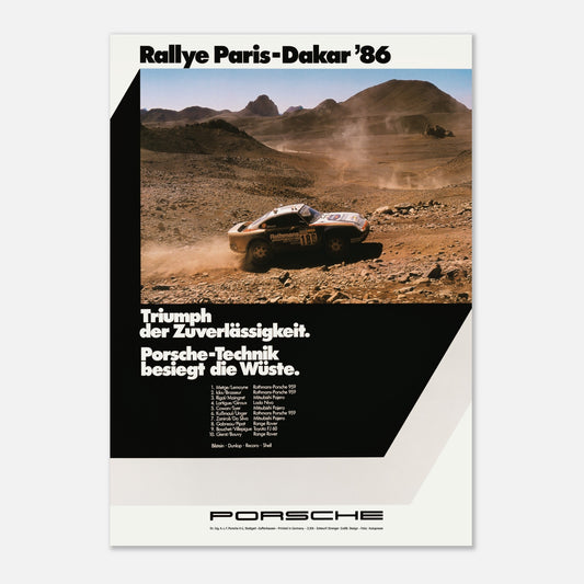 Poster 1986 - Paris Dakar - Porsche
