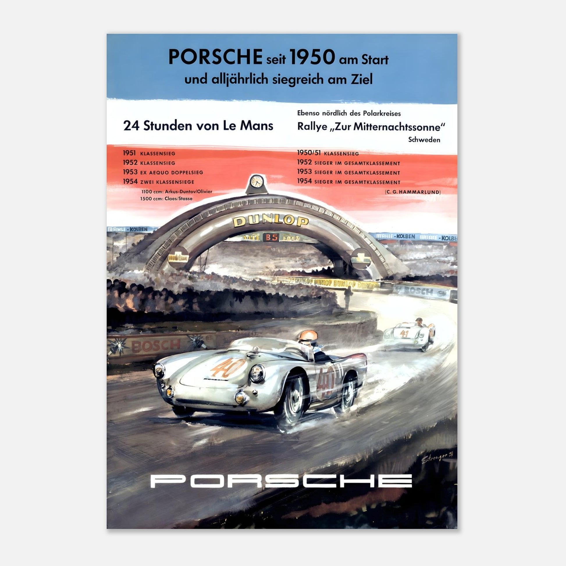 Retro Poster 24h of Le Mans 1954 Porsche