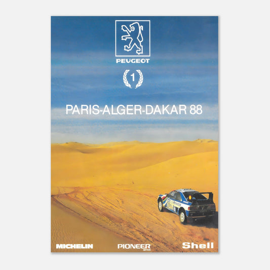 Retro Poster of Paris-Alger-Dakar - Peugeot - 1988