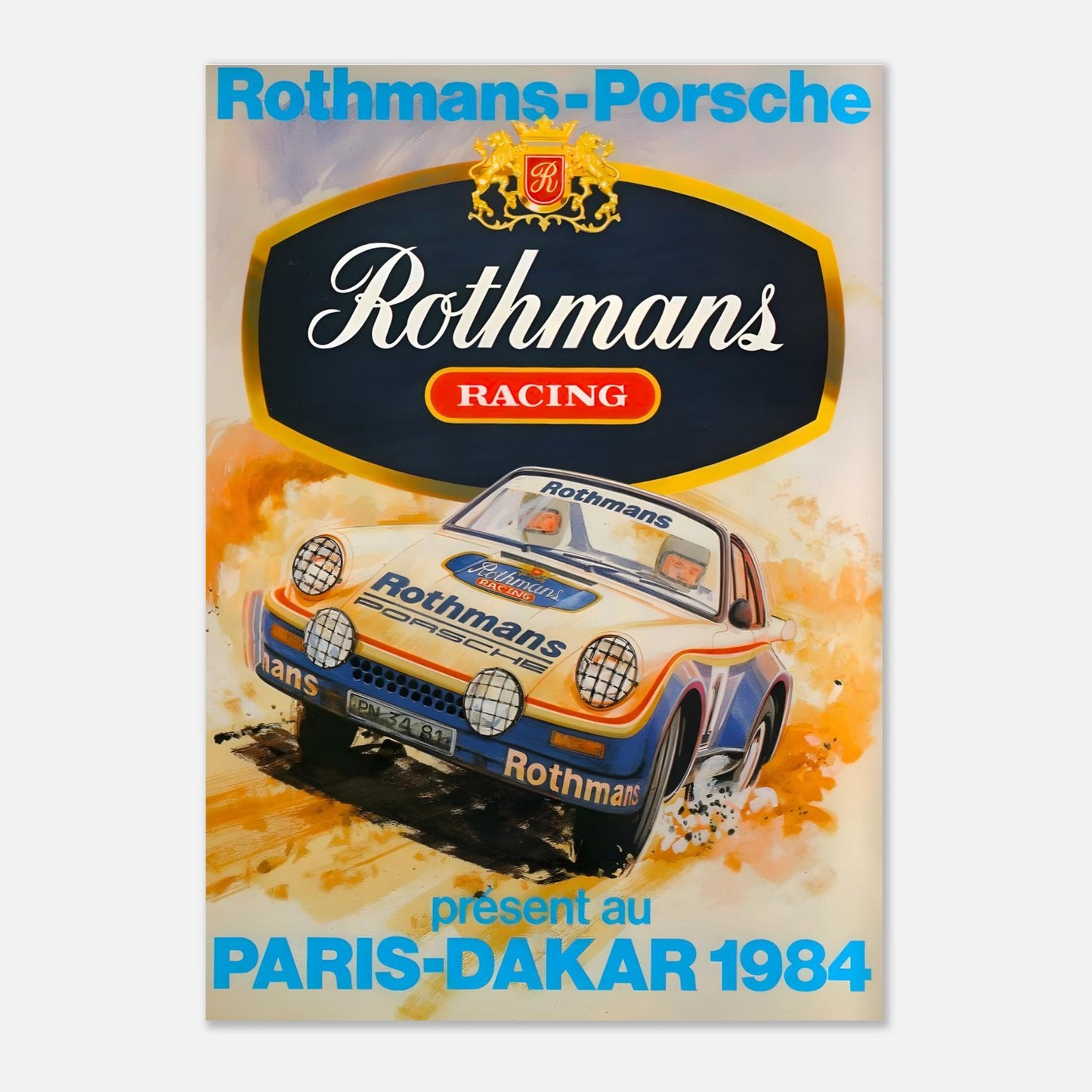 Retro Poster of Paris Dakar - Rothmans Porsche - 1984