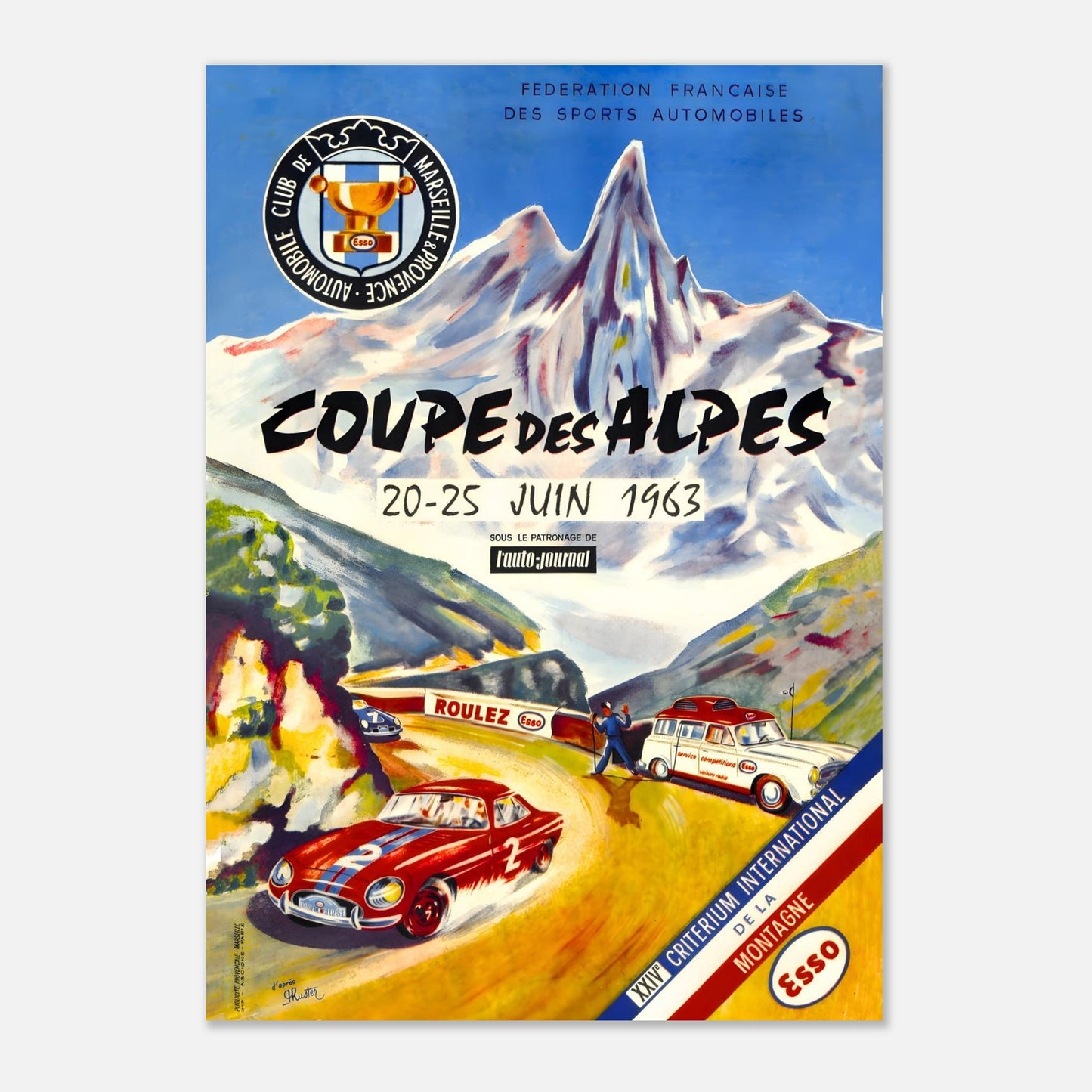 Retro Poster of the 1963 - Alpine Rally - Coupe des Alpes