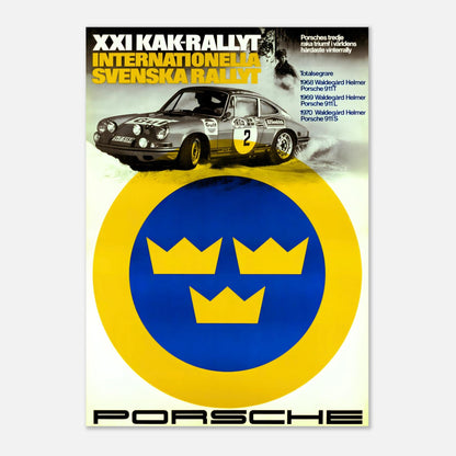 Retro Poster of the 1970 - Rally Sweden - Porsche