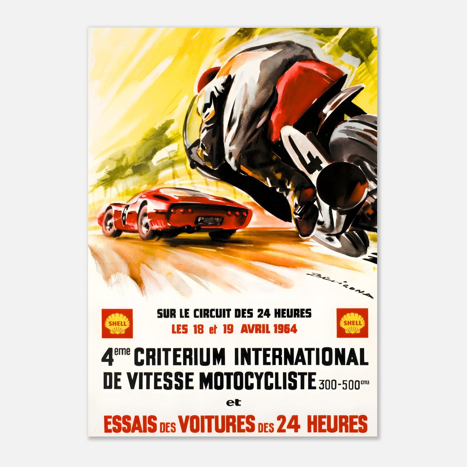 Retro Poster of the International Motorcycle Speed Critérium and Trials for the 24h of Le Mans 1964