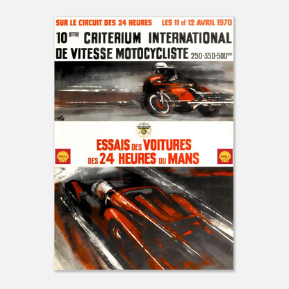 Retro Poster of the International Motorcycle Speed Critérium and Trials for the 24h of Le Mans 1970