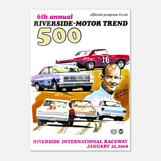 Riverside 500 1968 Retro Poster