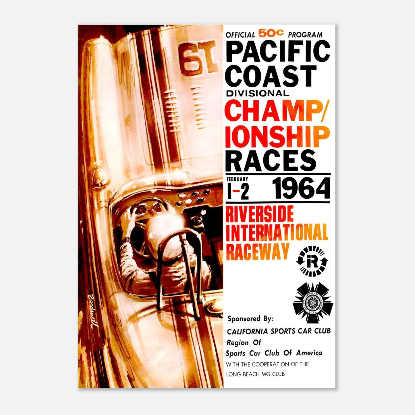 SCCA - Riverside International Raceway - 1964 Retro Poster