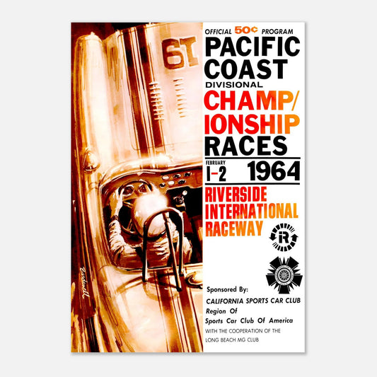 SCCA - Riverside International Raceway - 1964 Retro Poster