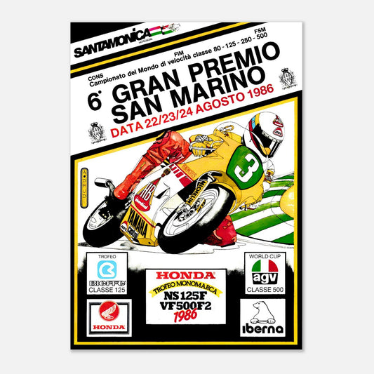San Marino Moto Grand Prix Retro Poster 1986 - Misano