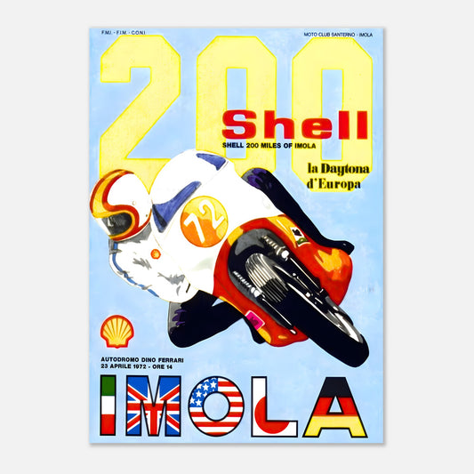 Shell 200 Miles Moto Grand Prix Retro Poster 1972 - Imola