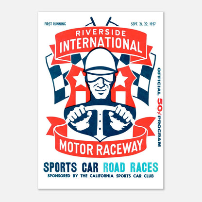 Sports Car Road Races - Riverside International Motor Raceway - 1957 Retro Poster