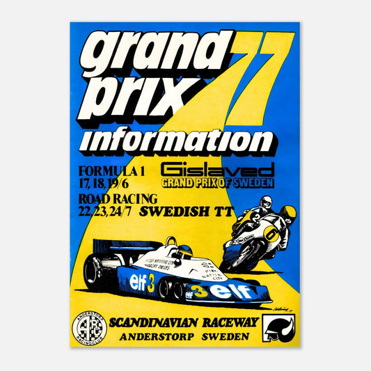 Swedish F1 Grand Prix &amp; Swedish TT Retro Poster 1977 - Anderstorp