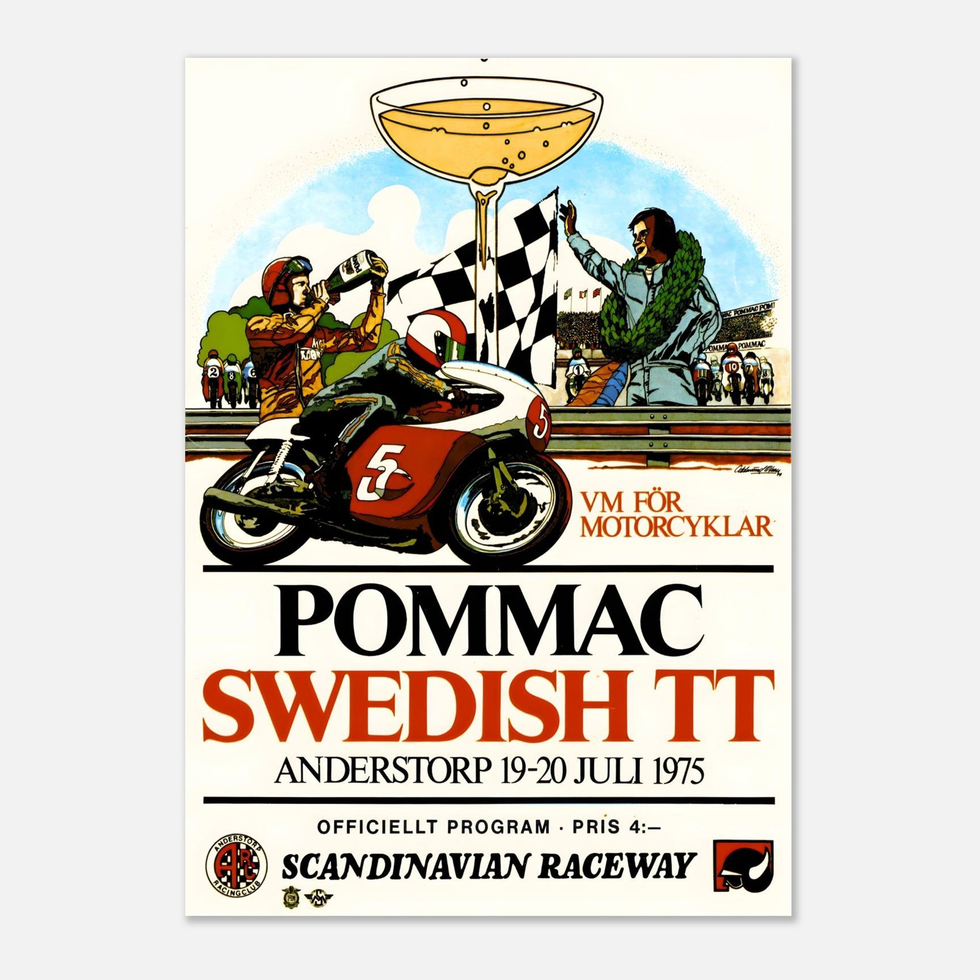 Swedish Moto Grand Prix Retro Poster 1975 - Anderstorp