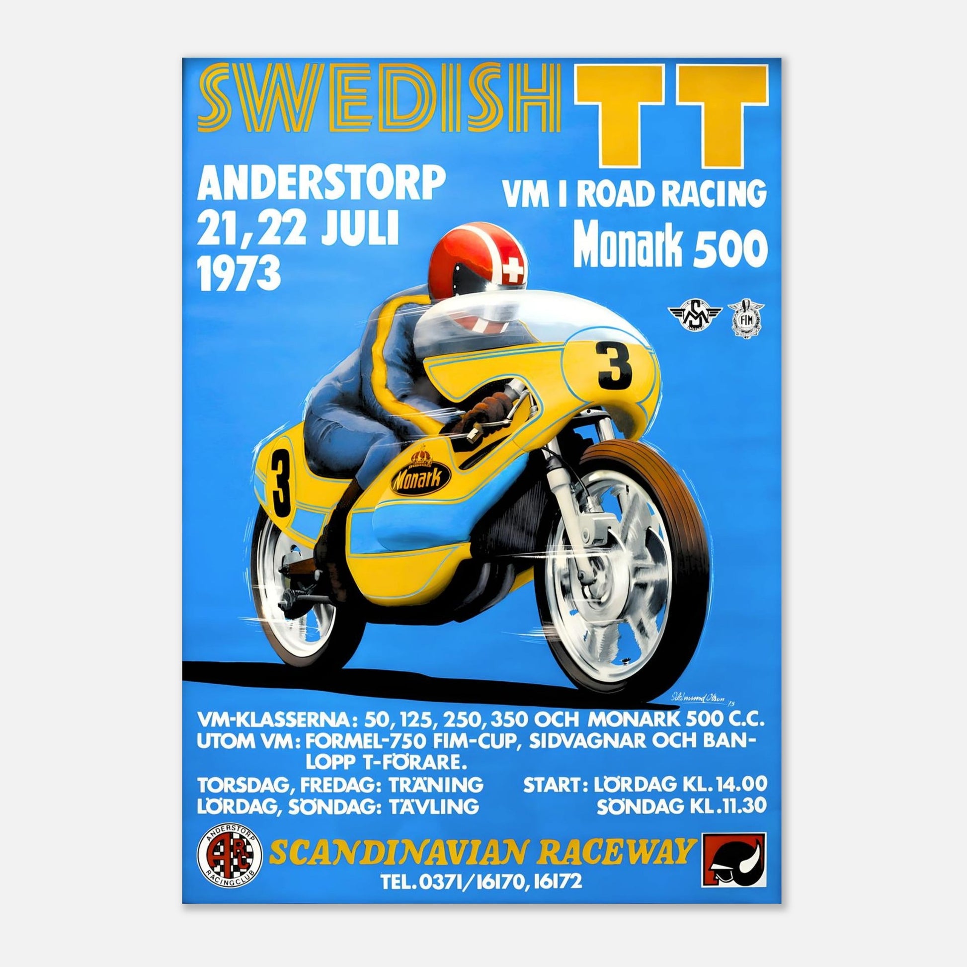 Swedish TT Moto Grand Prix Retro Poster 1973 - Anderstop