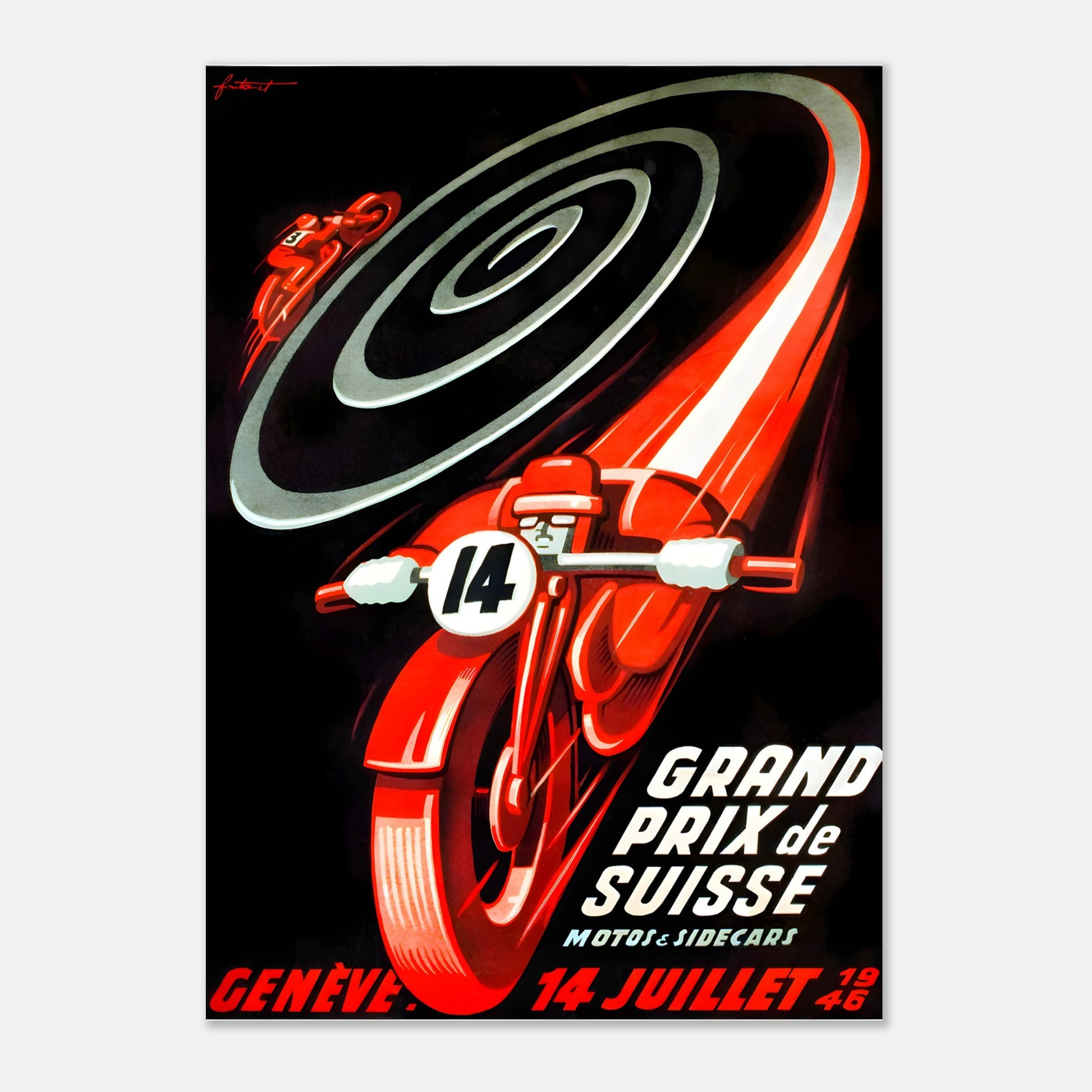 Swiss Moto Grand Prix Retro Poster 1946