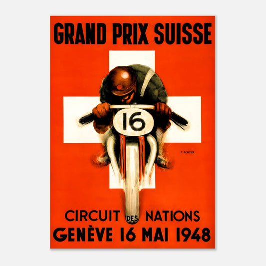 Swiss Moto Grand Prix Retro Poster 1948