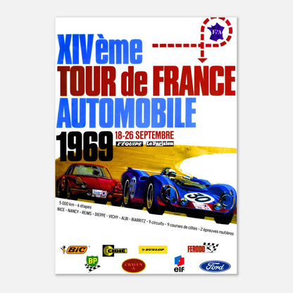 Tour de France Automobile 1969 Retro Poster