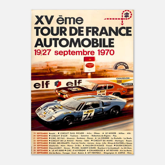 Tour de France Automobile 1970 Retro Poster