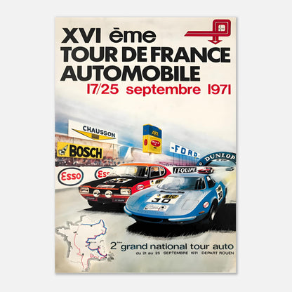Tour de France Automobile 1971 Retro Poster