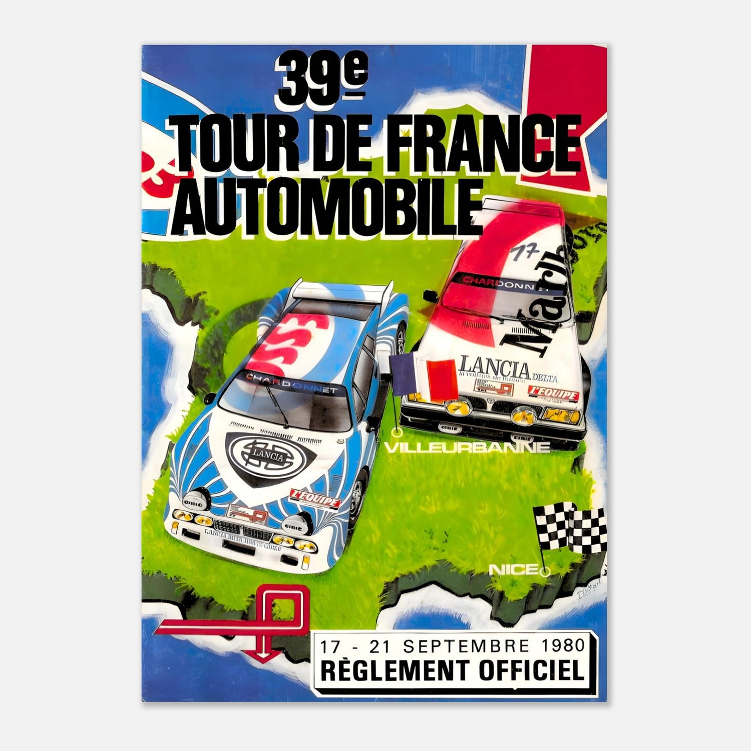 Tour de France Automobile 1980 Retro Poster