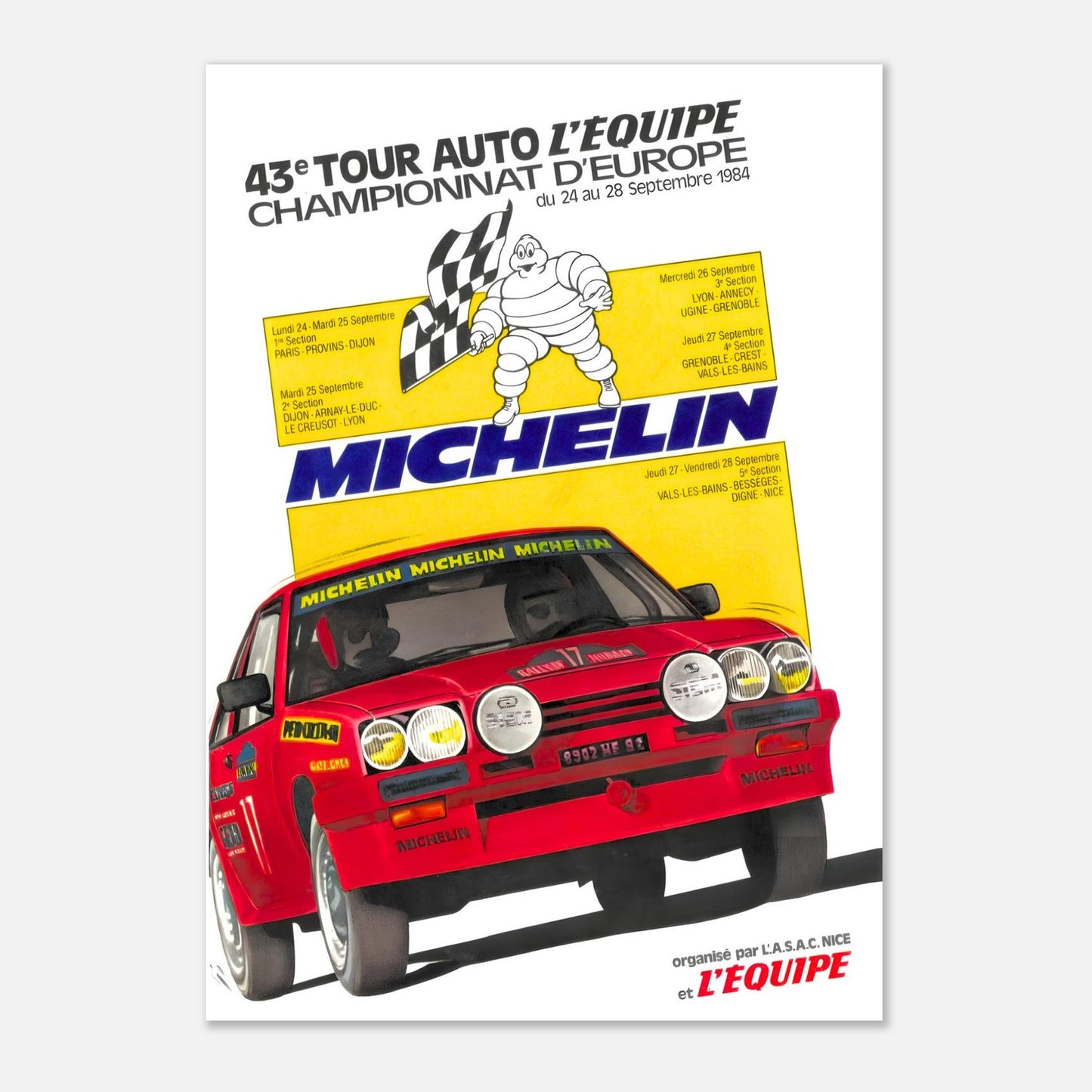 Tour de France Automobile 1984 Retro Poster