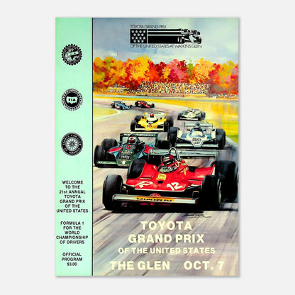 Toyota F1 Grand Prix of the United States Retro Poster 1979 - Watkins Glen