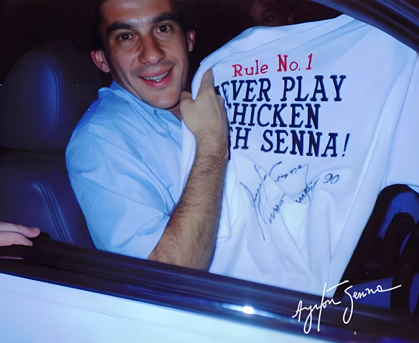 T-shirt - Ayrton Senna - Never play chicken with Senna !