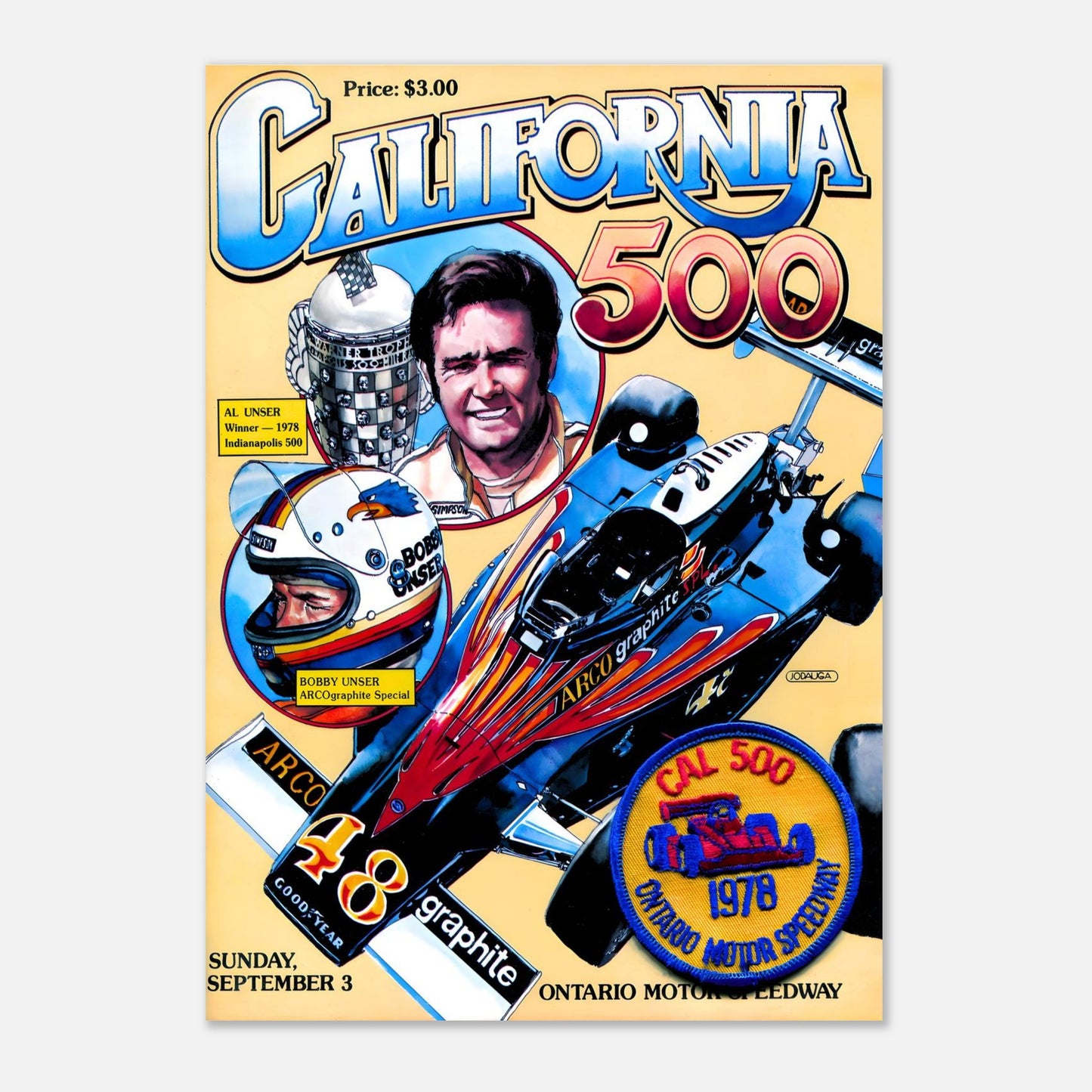 USAC California 500 - Ontario Motor Speedway&nbsp;- 1978 Retro Poster
