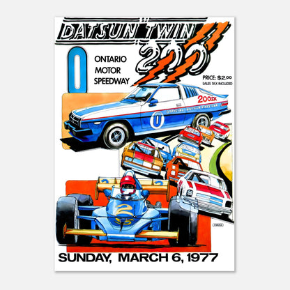 USAC Dastun Twin 200 - Ontario Motor Speedway&nbsp;- 1977 Retro Poster
