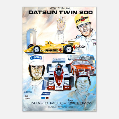 USAC Gold Crown Datsun Twin 200 - Ontario Motor Speedway&nbsp;- 1980 Retro Poster