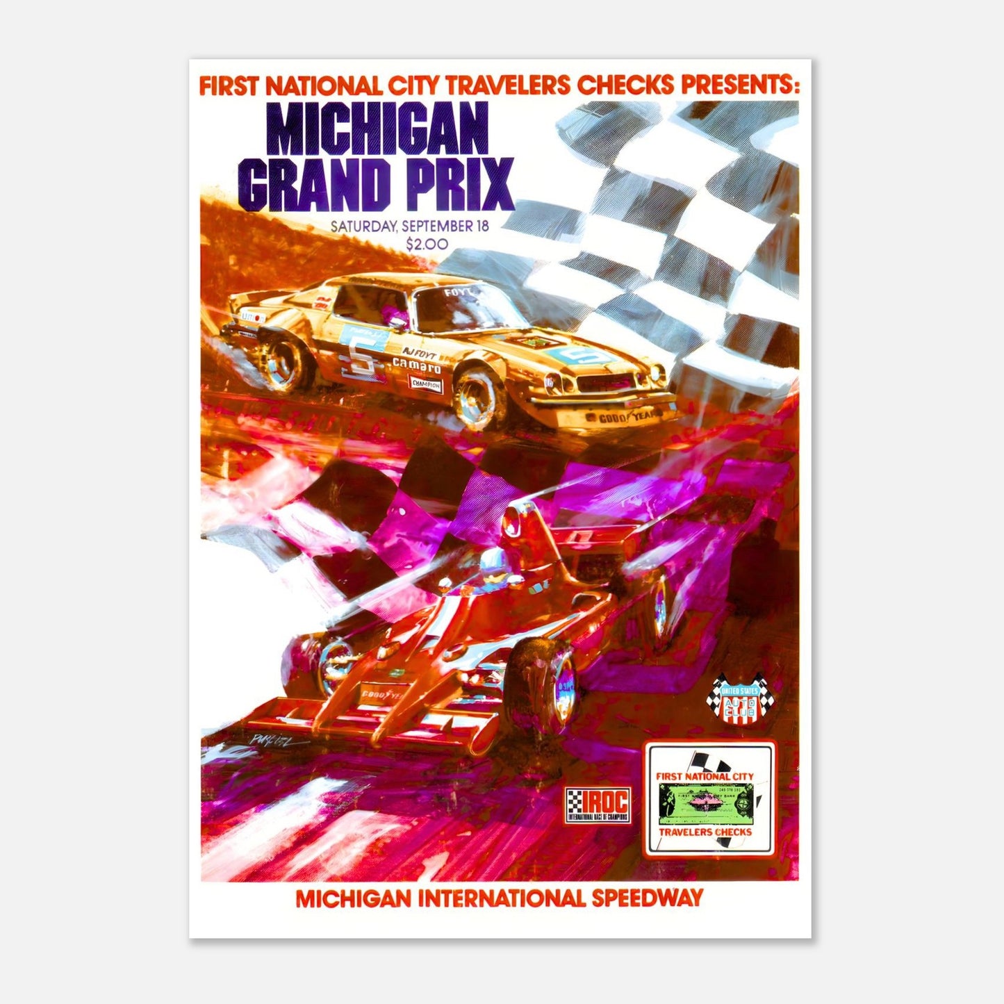 USAC Michigan Grand Prix - Michigan International Speedway&nbsp;- 1976 Retro Poster