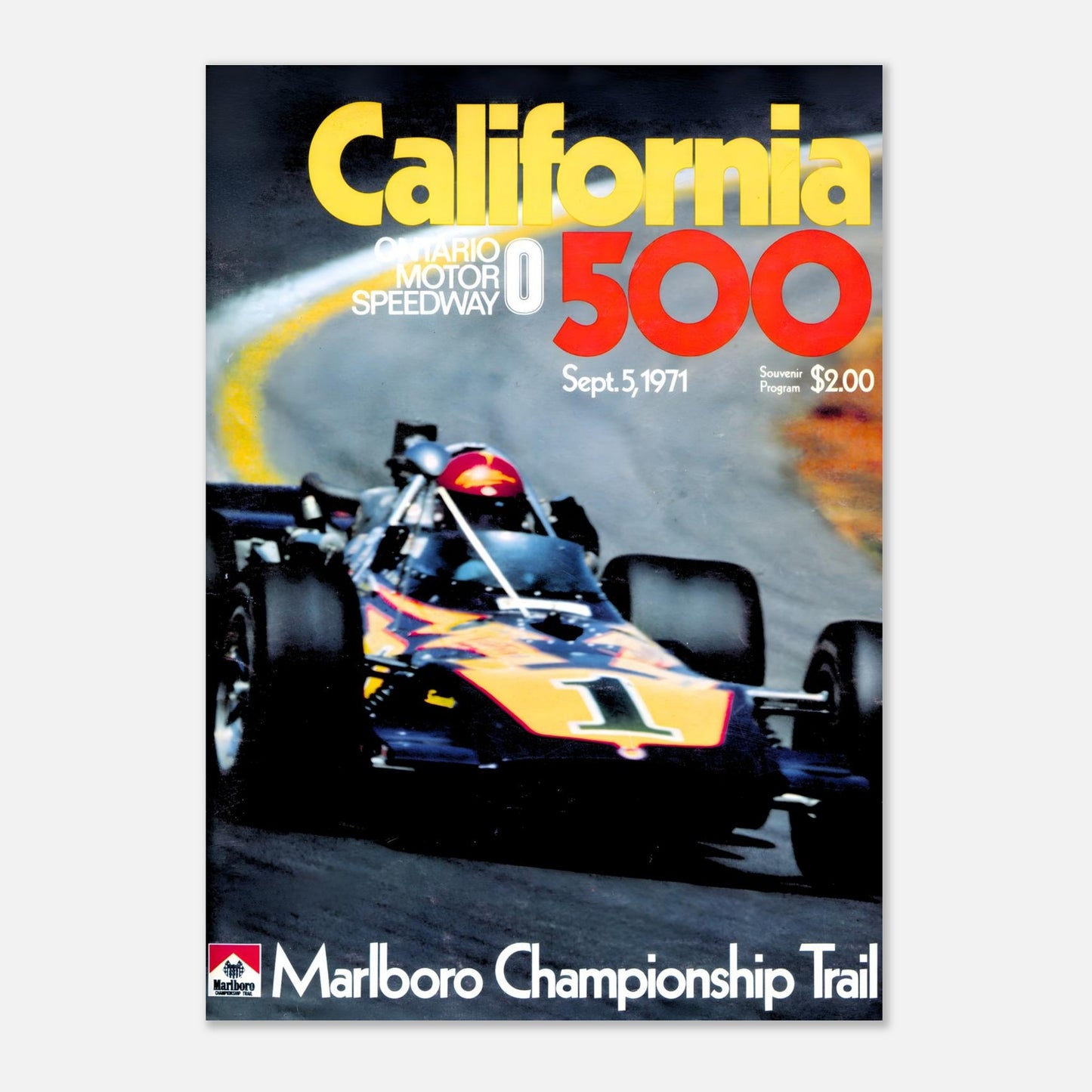 USAC National Championship California 500 - Ontario Motor Speedway - 1971 Retro Poster