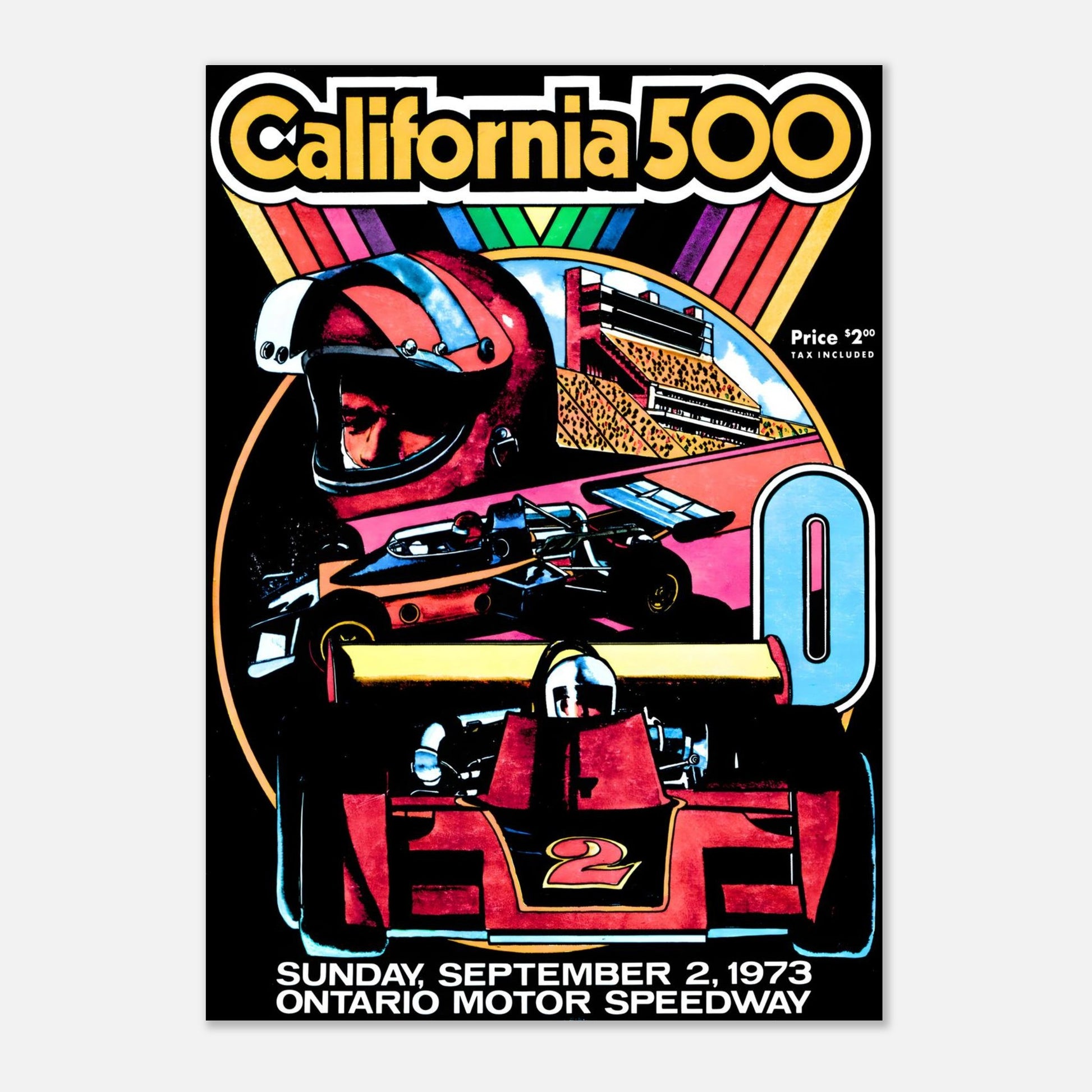 USAC National Championship California 500 - Ontario Motor Speedway - 1973 Retro Poster