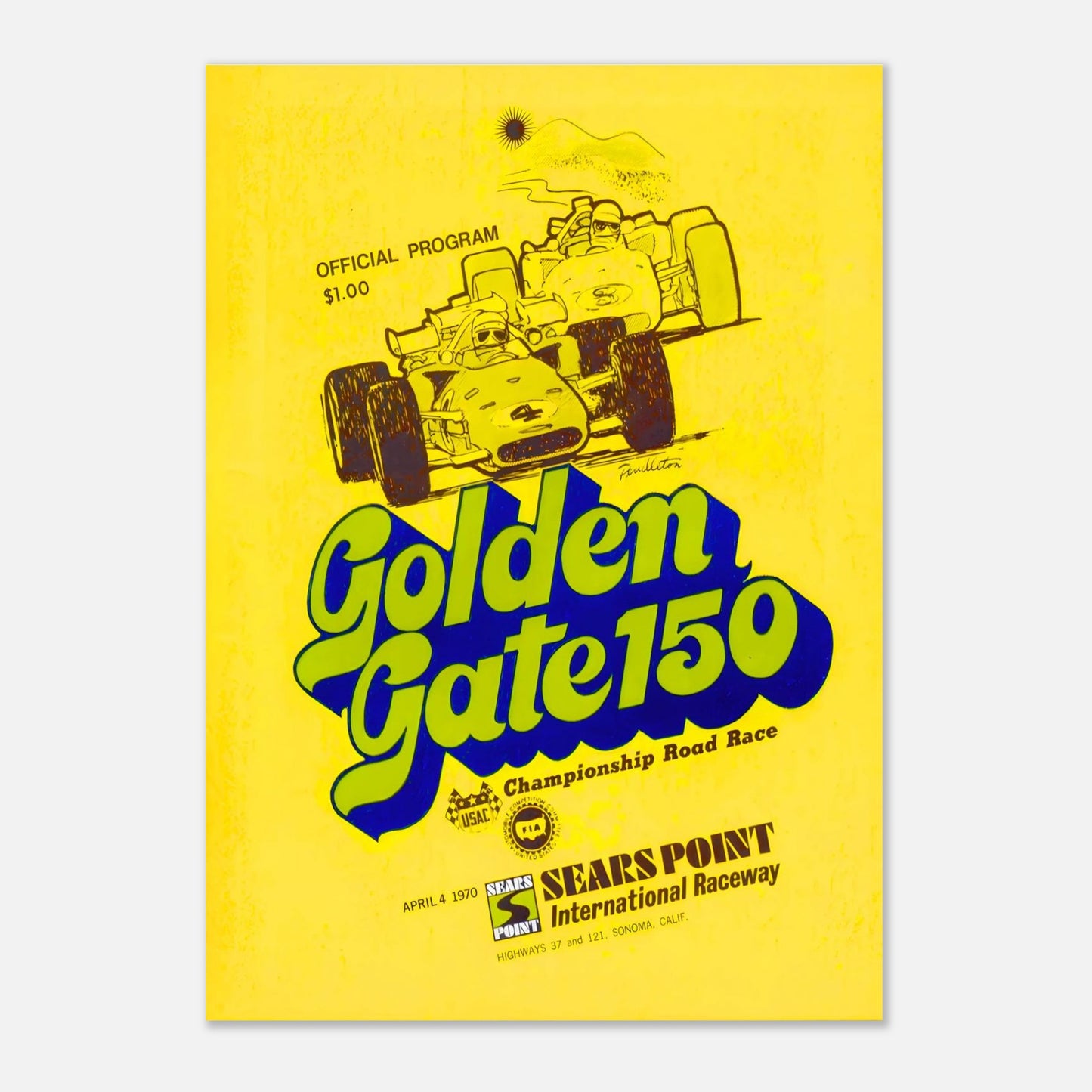 USAC National Championship Golden Gate 150 - Sears Point International Raceway - 1970 Retro Poster