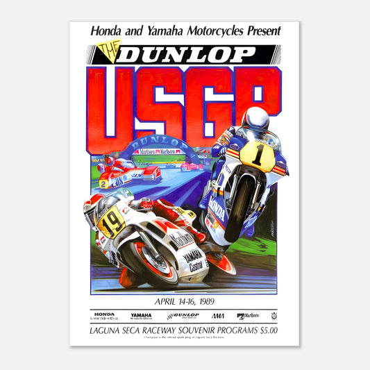 United States Moto Grand Prix Retro Poster 1989 - Laguna Seca